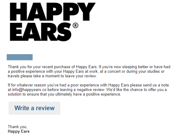 Email asking for customers reviews